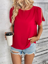 Load image into Gallery viewer, Round Neck Slit Short Sleeve Top
