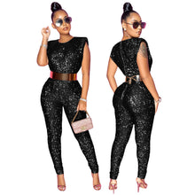 Load image into Gallery viewer, Sleeveless Sequin Jumpsuit (Belt not Included)
