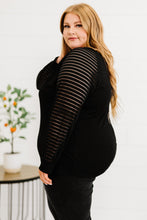 Load image into Gallery viewer, Plus Size Sheer Striped Sleeve V-Neck Top
