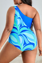 Load image into Gallery viewer, Plus Size Printed Ring Detail One-Shoulder One-Piece Swimsuit
