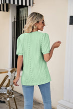 Load image into Gallery viewer, Eyelet Puff Sleeve V-Neck Top
