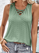 Load image into Gallery viewer, Crisscross V-Neck Eyelet Tank
